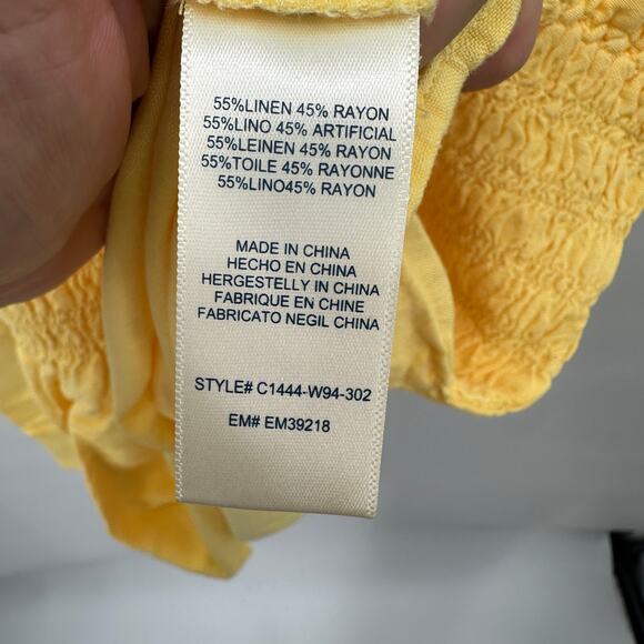 EVEREVE Cloth & Stone NWT Smocked Linen Tank in Yellow // M - Picture 8 of 12